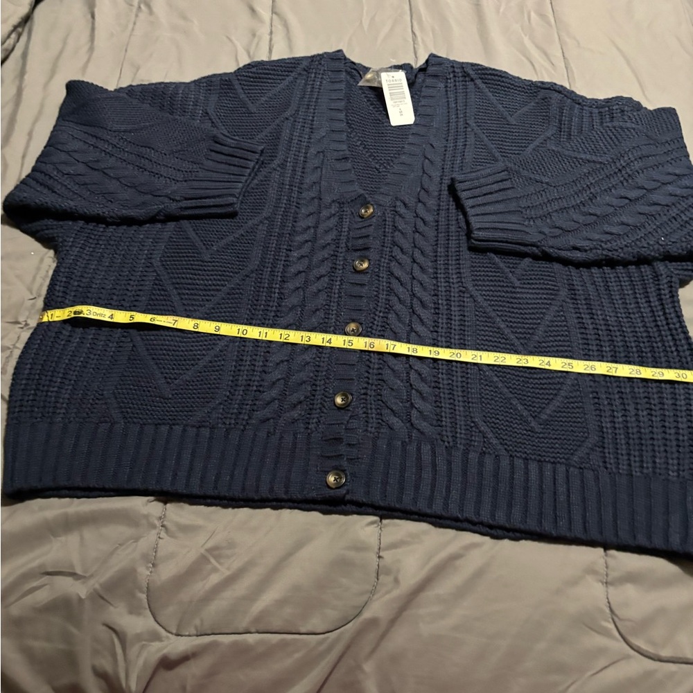 Torrid Deep Blue Cable Knit Cardigan - Picture 10 of 11